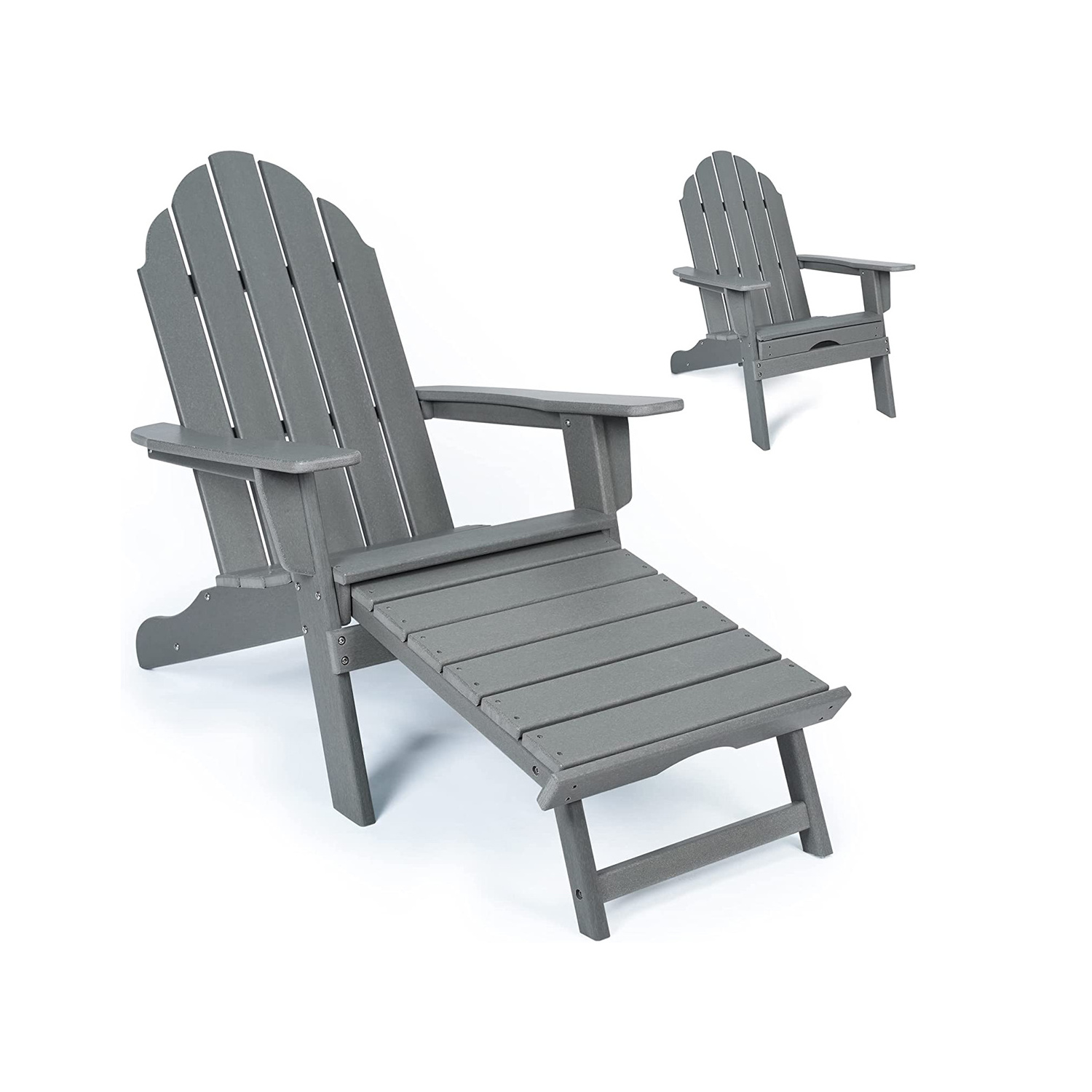 Beach Patio Chair Outdoor Furniture HDPE Adirondack Chair with Built in Ottoman