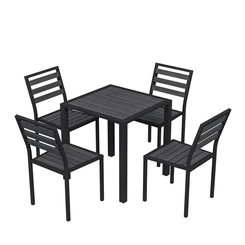 Plastic Wood Garden Furniture Long Dining Table Set 6 Seater Luxury Chair Outdoor WPC Furniture