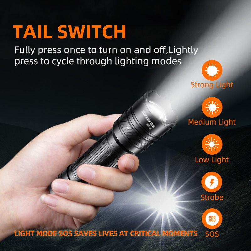 Aluminum Alloy Mountaineering Multifunctional Portable Small Powerful Edc Camping Hiking Rechargeable Mini Led Flashlight