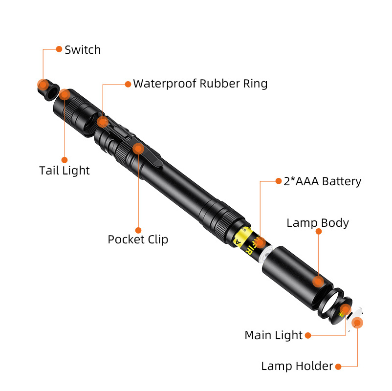 Custom White Laser Portable Dry Battery Work Light Inspection Lantern Camping Hiking Mini Led Torches Flashlight