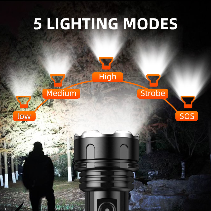 Super Bright 36W Powerful Long Range Self Defense Waterproof Portable Rechargeable High Power Led Torch Light Flashlights