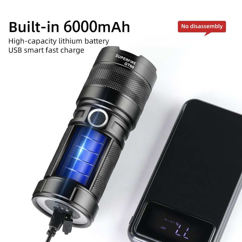 Manufacturer direct selling high lumen ultra bright flashlight LED high power charging GT60 flashlight for emergency