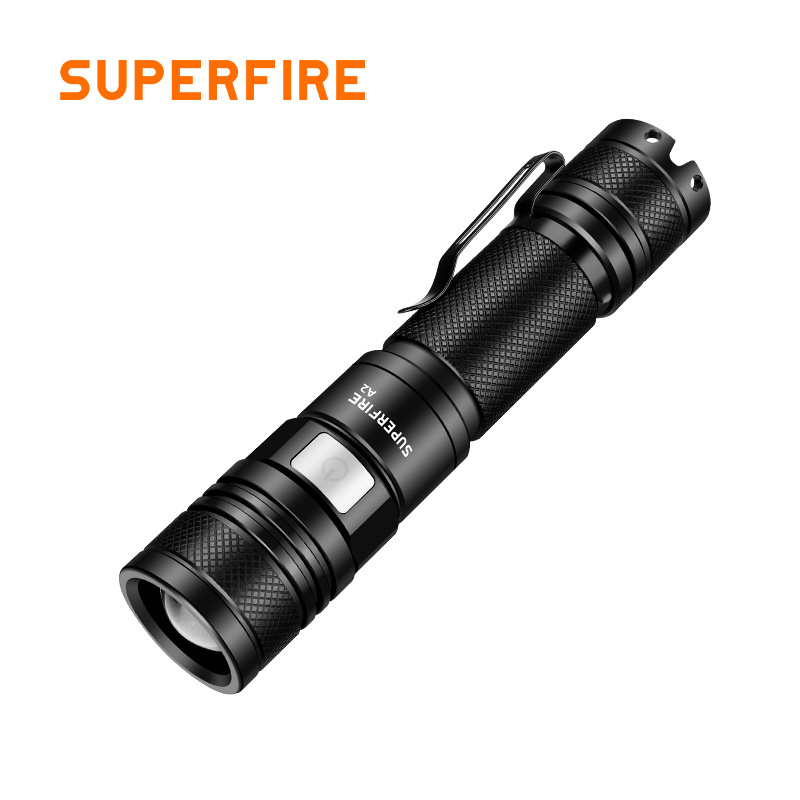 Portable Focusing A2 Flashlight Waterproof Type-C Rechargeable LED Flashlight with Tail Clip