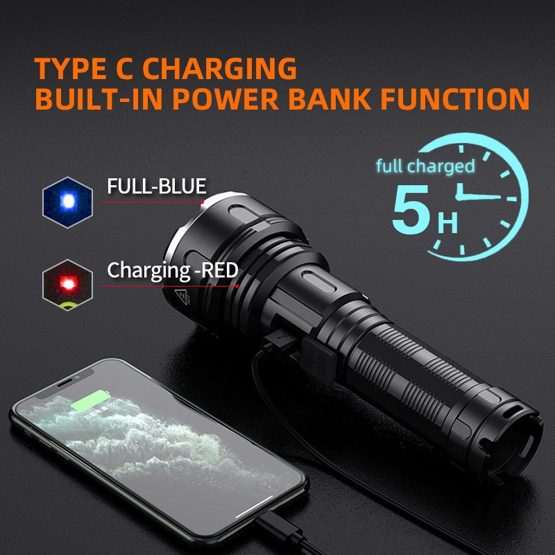 Super Bright 36W Powerful Long Range Self Defense Waterproof Portable Rechargeable High Power Led Torch Light Flashlights