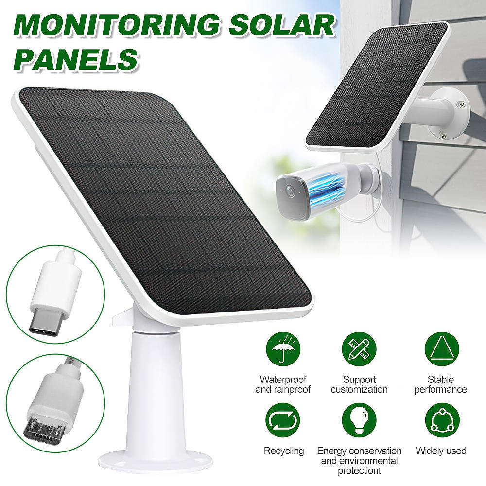 New 4W rotating cctv solar panel for cctv camera Charging for Arlo Essential Spotlight / XL Spotlight cable mount (white)