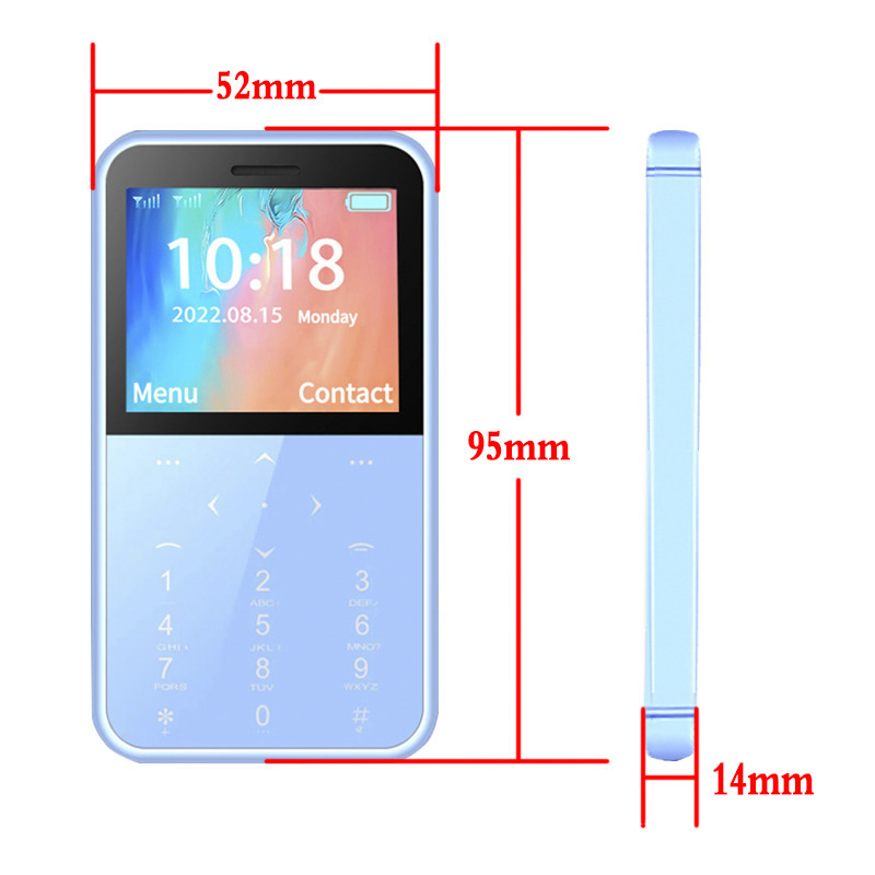 4G Slim Super Slim Credit Card Size Feature Phone,dual SIM Card Mobile Phone H888 1.77Inch 4G all network support