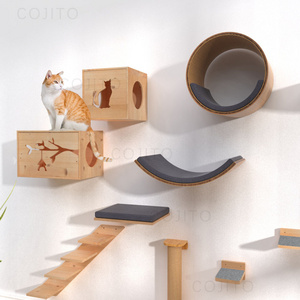 Hot sales wood tree cat wall shees cat hammock and cat wall platform furniture  for climbing