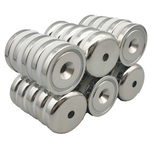 Wholesale Stainless Steel Round Based Nickel Coating Pot Magnet with Countersunk Bore