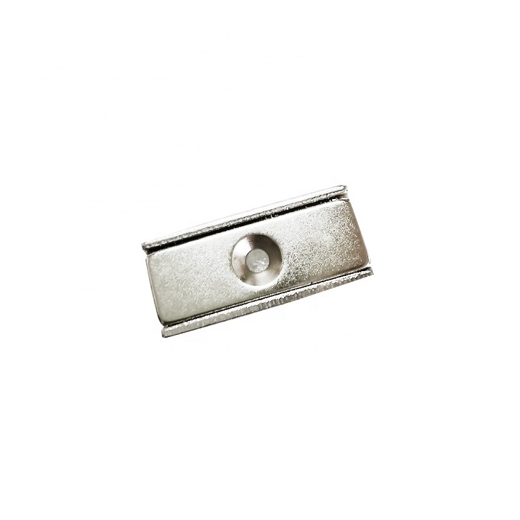 Powerful Rectangular Channel Pot Magnet Neodymium Magnets with Countersunk Hole