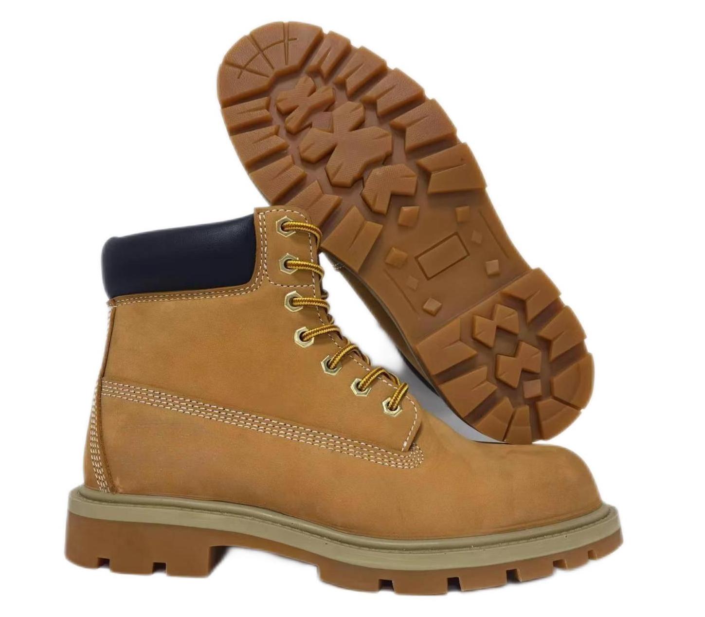 Timland style nubuck safety shoes steel toe good year welted work boots yellow boots safety shoes