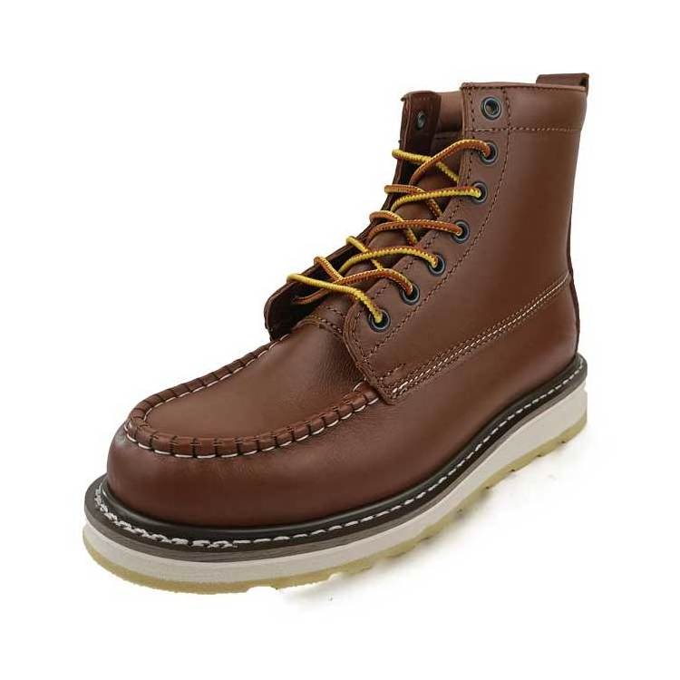 American Goodyear Moc toe Cowhide Leather Rubber Outsole Protective Work Safety Boots with steel toe EH Slip oil resist