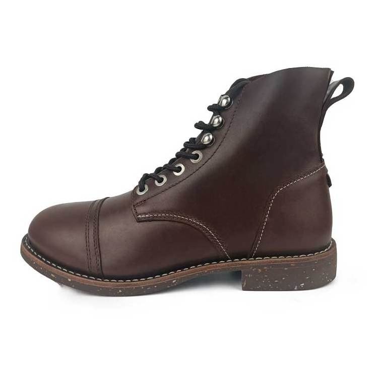 Brown colour American Mens 6 inch soft toe Leather boots Good year welted for casual and outdoor