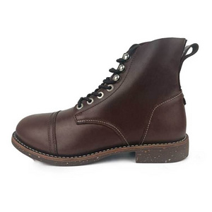 Brown colour American Mens 6 inch soft toe Leather boots Good year welted for casual and outdoor