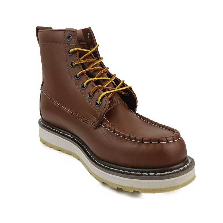 American Goodyear Moc toe Cowhide Leather Rubber Outsole Protective Work Safety Boots with steel toe EH Slip oil resist