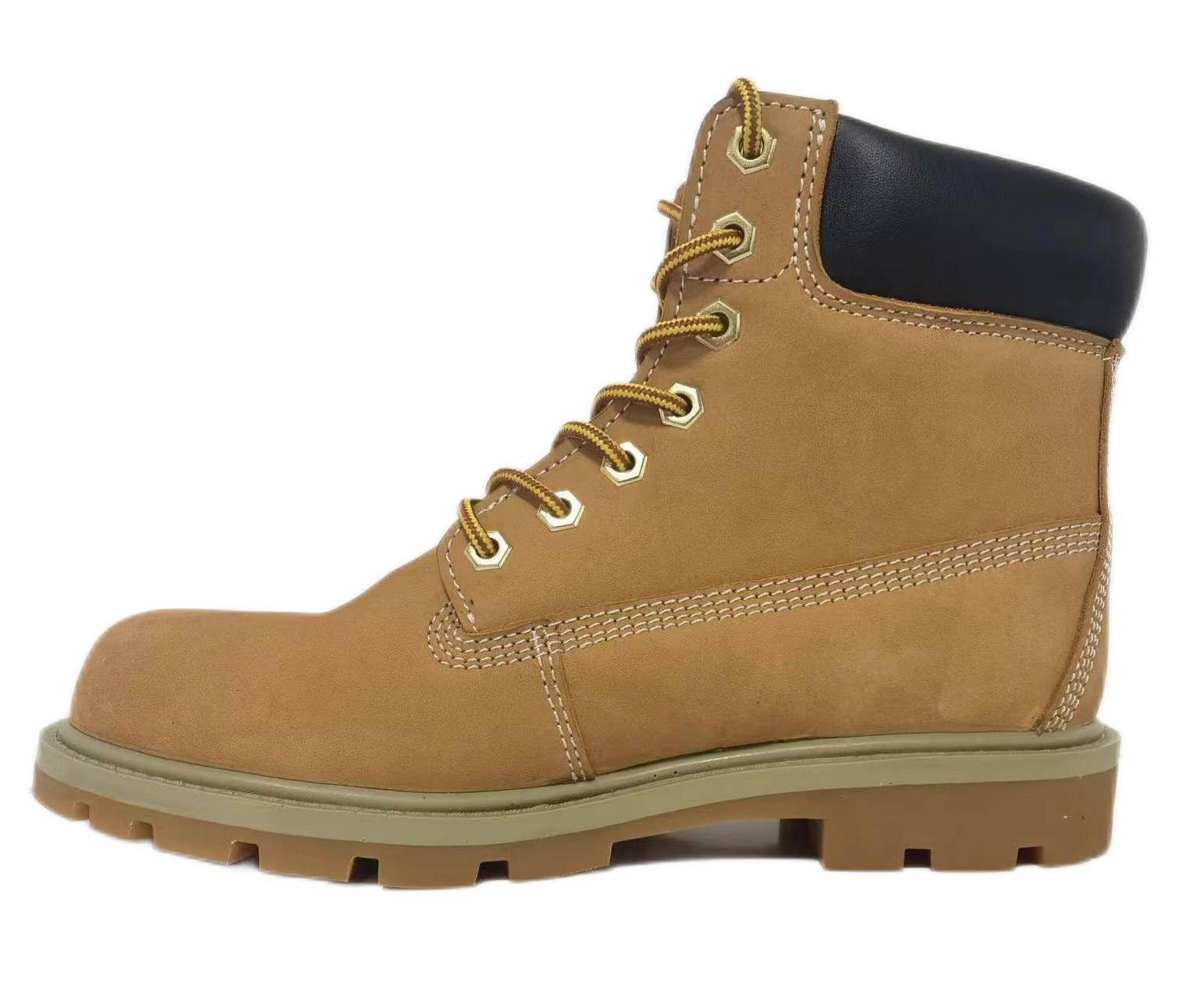 Timland style nubuck safety shoes steel toe good year welted work boots yellow boots safety shoes