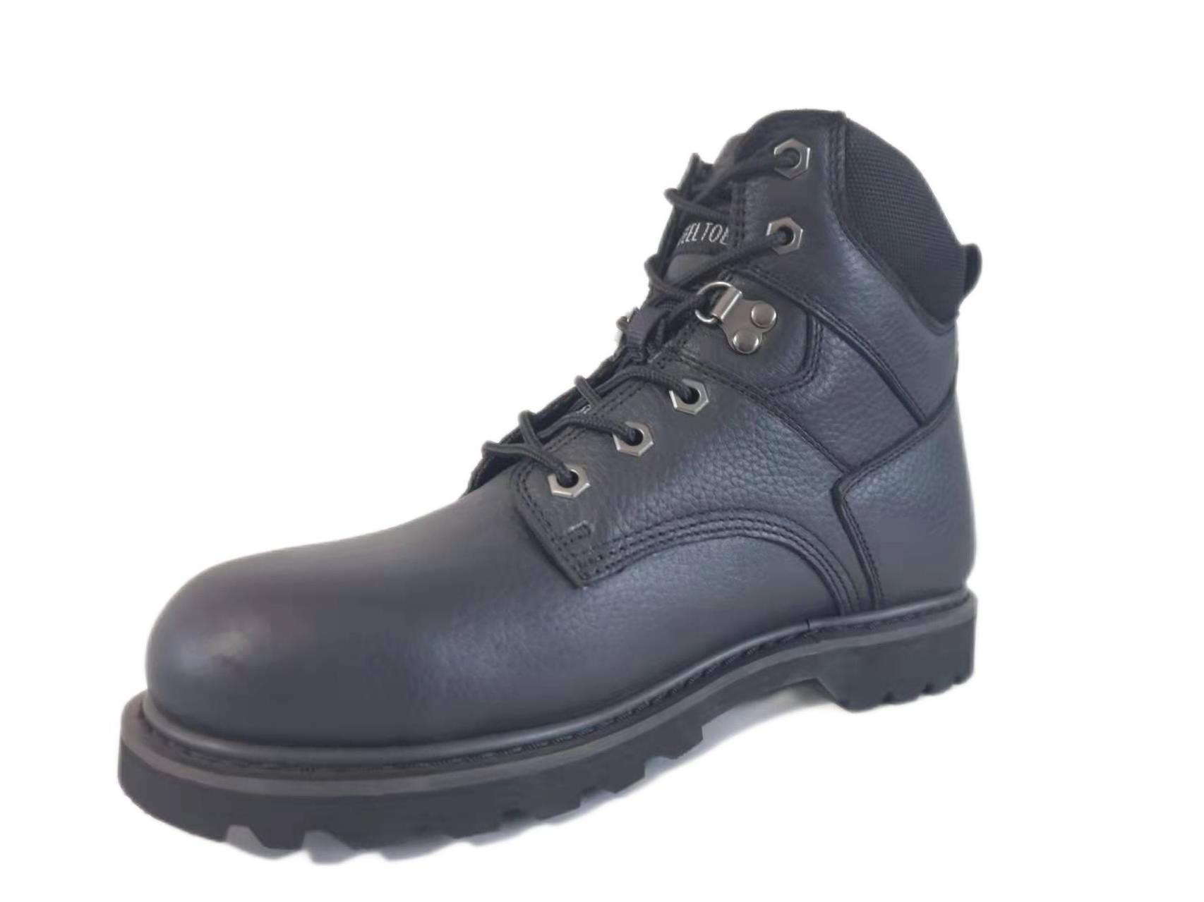 Good Quality 6 inch Steel Toe Cow Leather Industrial Safety Shoe Men's EH Construction Protective Security Work Shoe Boot