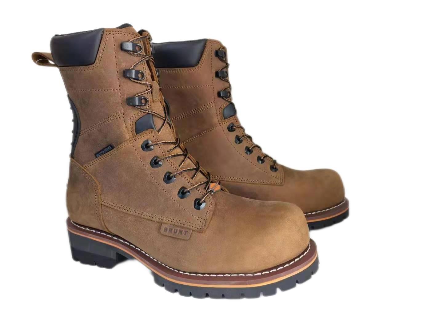 High quality  Lace up Logger boots with steel toe good year welted work boots EH Slip Resistant outsole work boots