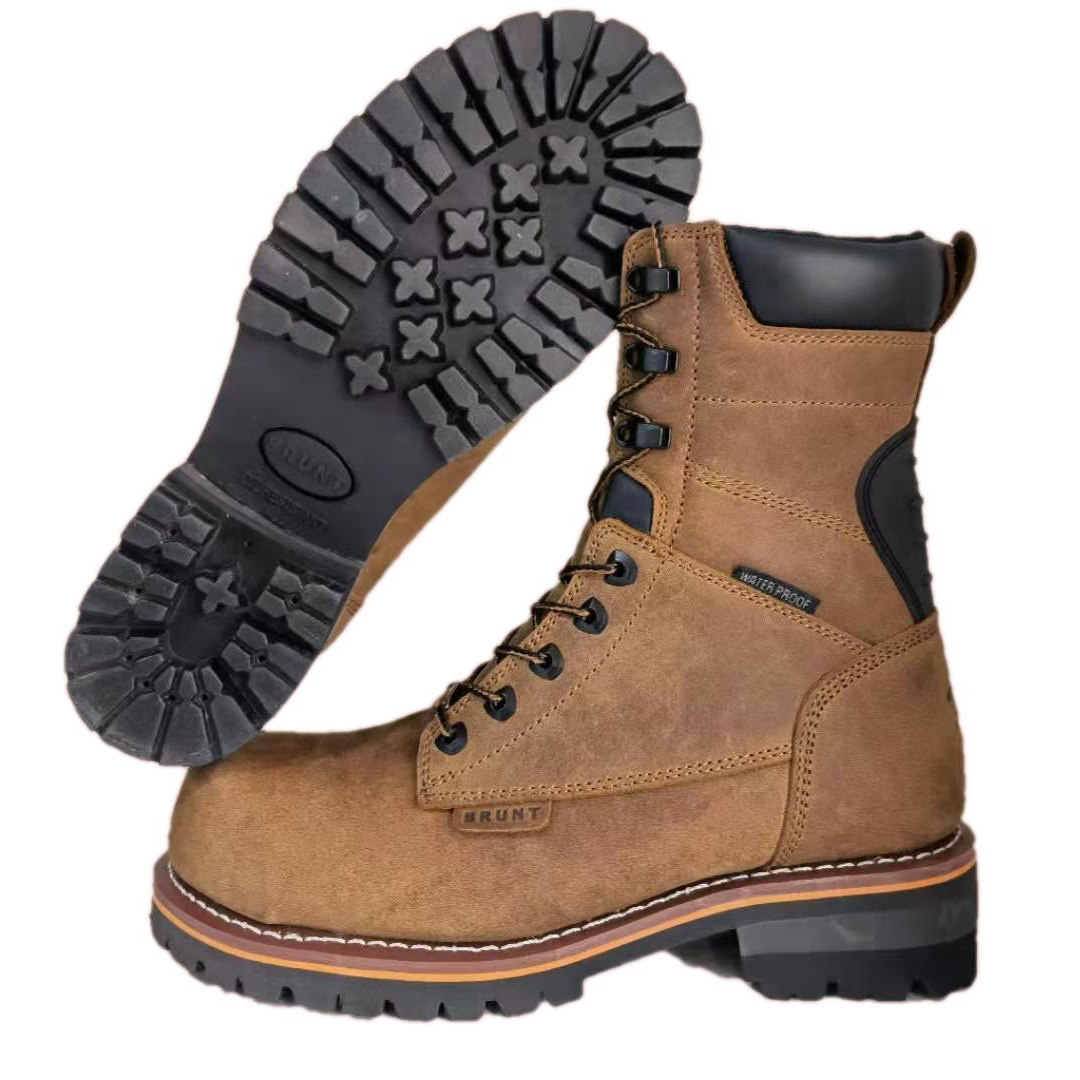 High quality  Lace up Logger boots with steel toe good year welted work boots EH Slip Resistant outsole work boots