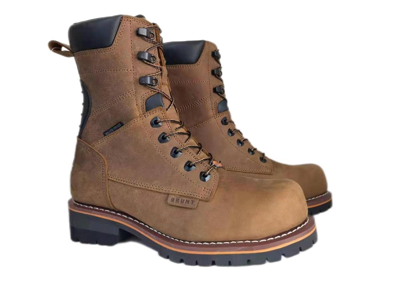 High quality  Lace up Logger boots with steel toe good year welted work boots EH Slip Resistant outsole work boots