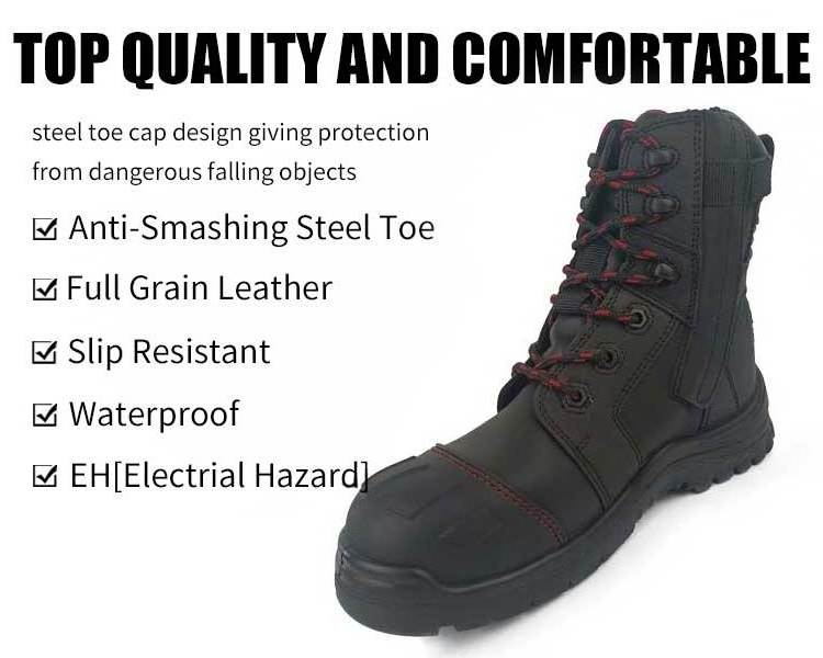 Ladies S3 Steel Toe Upper Leather Rubber Sole Safety Boot for Women Heavy Duty Mining Industrial Construction Work Boot