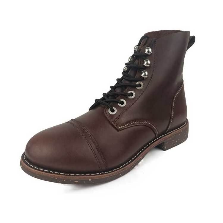 Brown colour American Mens 6 inch soft toe Leather boots Good year welted for casual and outdoor