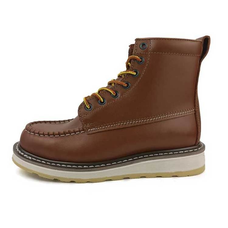 American Goodyear Moc toe Cowhide Leather Rubber Outsole Protective Work Safety Boots with steel toe EH Slip oil resist