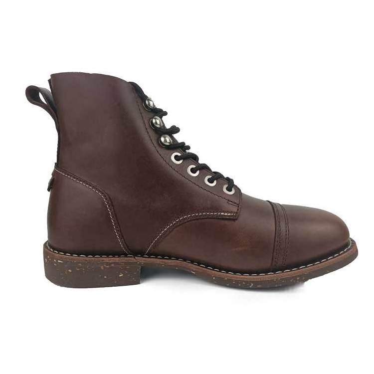 Brown colour American Mens 6 inch soft toe Leather boots Good year welted for casual and outdoor