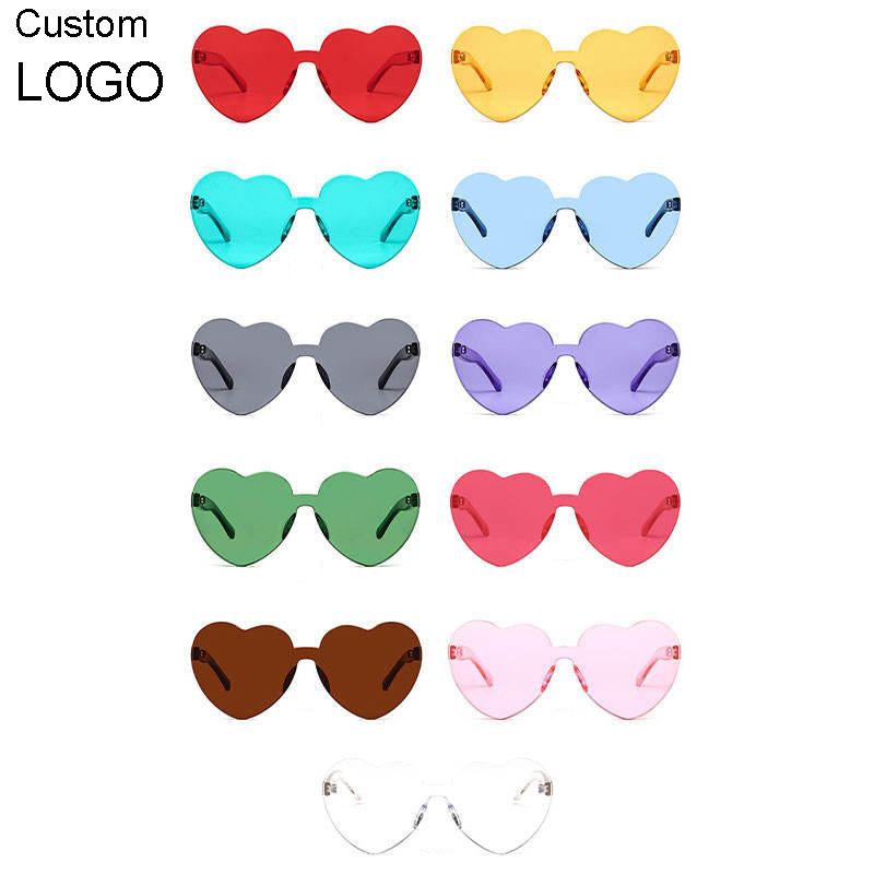 Custom wedding favors color party one piece rainbow candy sun glasses red pink love heart shaped shades sunglasses wholesale