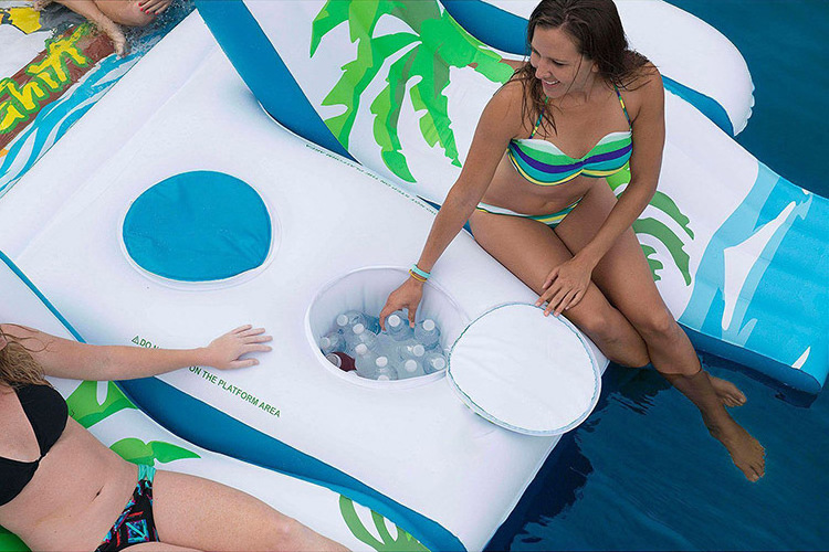 Custom Water Party Tropical Tahiti Inflatable 8 Person Tropical Floating Island