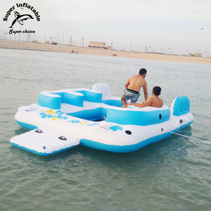 Inflatable Raft Pool Ocean Lake 6 Person People Tropical Tahiti Floating Island