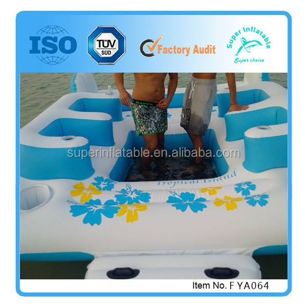 Inflatable Raft Pool Ocean Lake 6 Person People Tropical Tahiti Floating Island