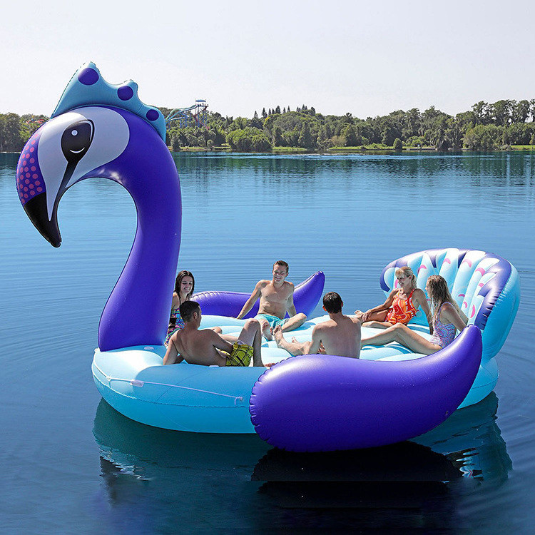 Wholesale Extra Large 6 Person Party Bird Inflatable Peacock Unicorn Flamingo Pool Float Island Water Lake Raft Lounge