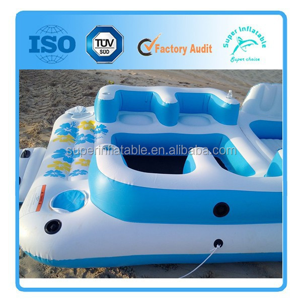 Inflatable Raft Pool Ocean Lake 6 Person People Tropical Tahiti Floating Island