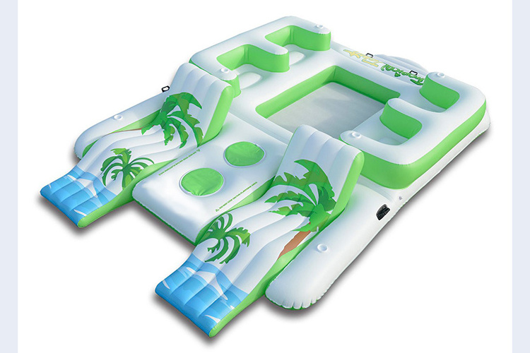 Custom Water Tropical Tahiti Raft Party Inflatable 6 Person Floating Island