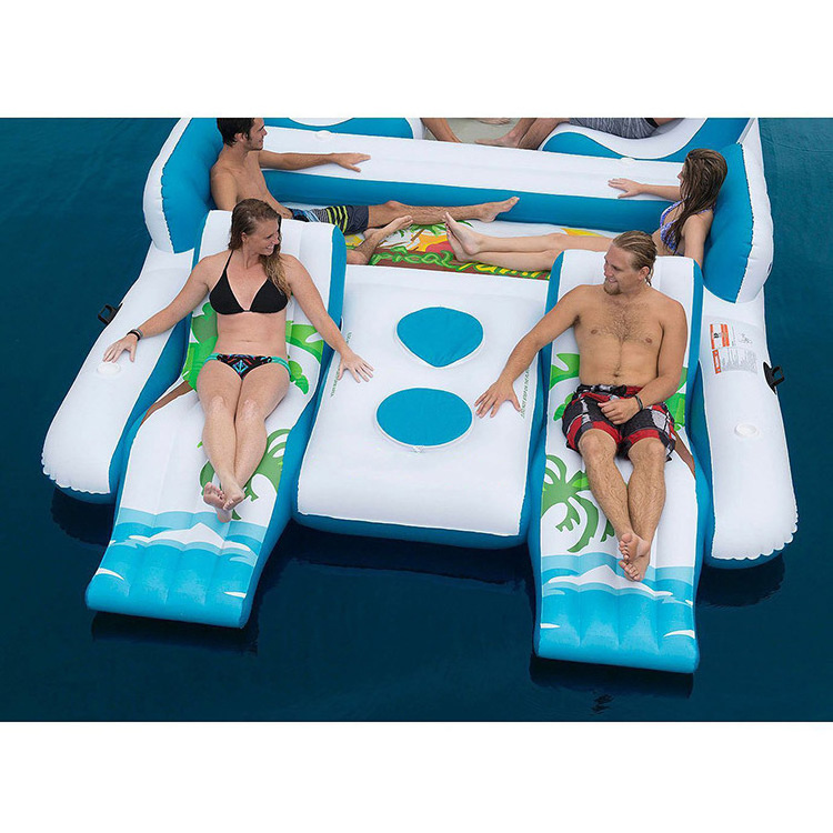 Custom Water Party Tropical Tahiti Inflatable 8 Person Tropical Floating Island