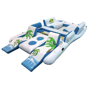 Custom Water Party Tropical Tahiti Inflatable 8 Person Tropical Floating Island