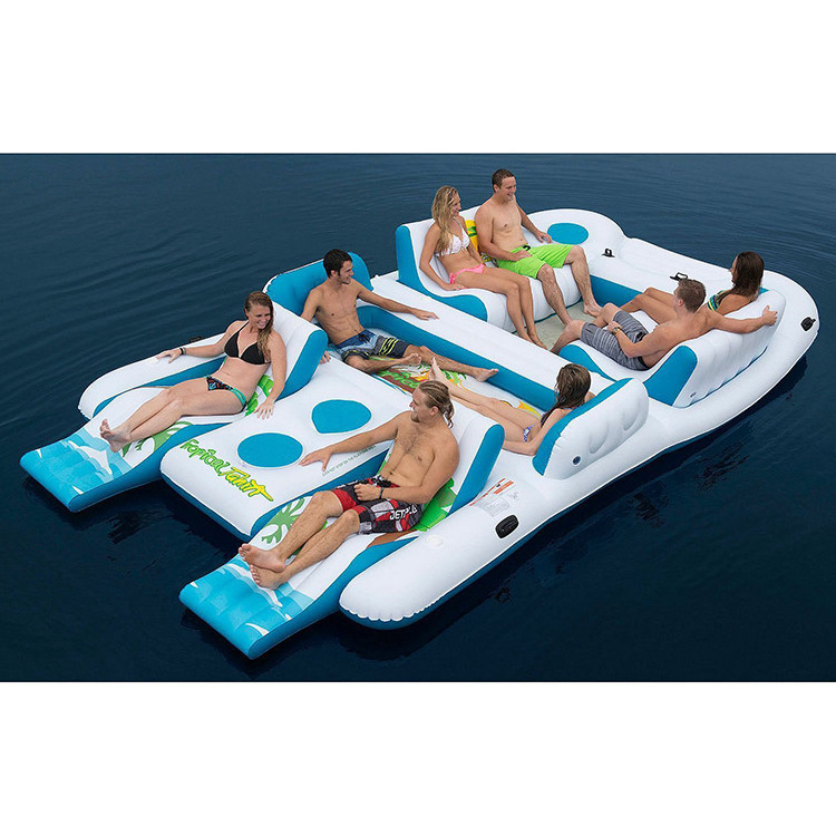 Custom Water Party Tropical Tahiti Inflatable 8 Person Tropical Floating Island