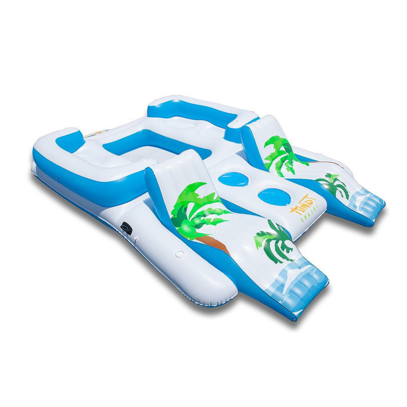 Custom Water Tropical Tahiti Raft Party Inflatable 6 Person Floating Island