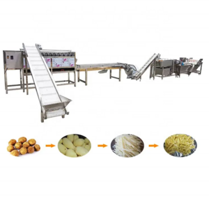 Continuous Automatic potato Washing Peeling Cutting machine Vegetable Pressing Equipment Potato Chips Fryer Machine Price