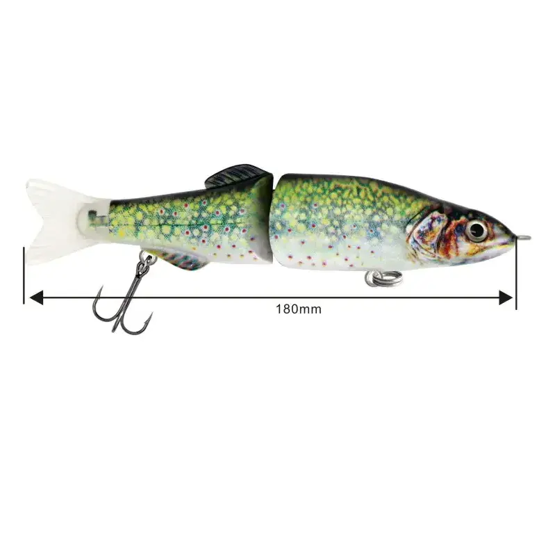 SUPERIORFISHING Jointed Swim Bait 180mm 63.2g High Tension Body Soft Tail  Fishing Lure Trout Glide Swim jointed bait RH2702