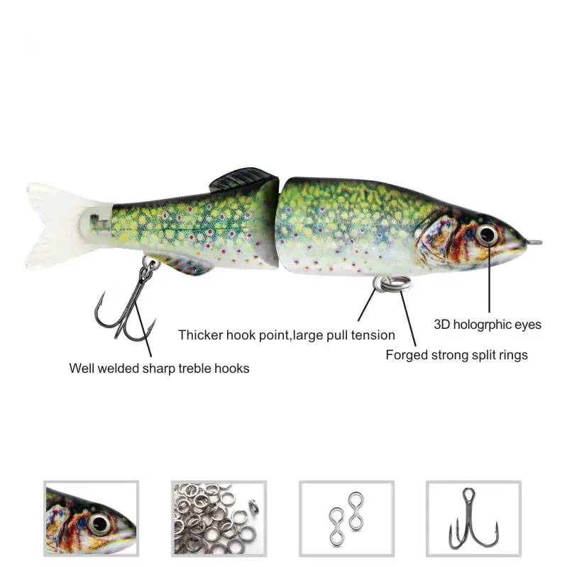 SUPERIORFISHING Jointed Swim Bait 180mm 63.2g High Tension Body Soft Tail  Fishing Lure Trout Glide Swim jointed bait RH2702