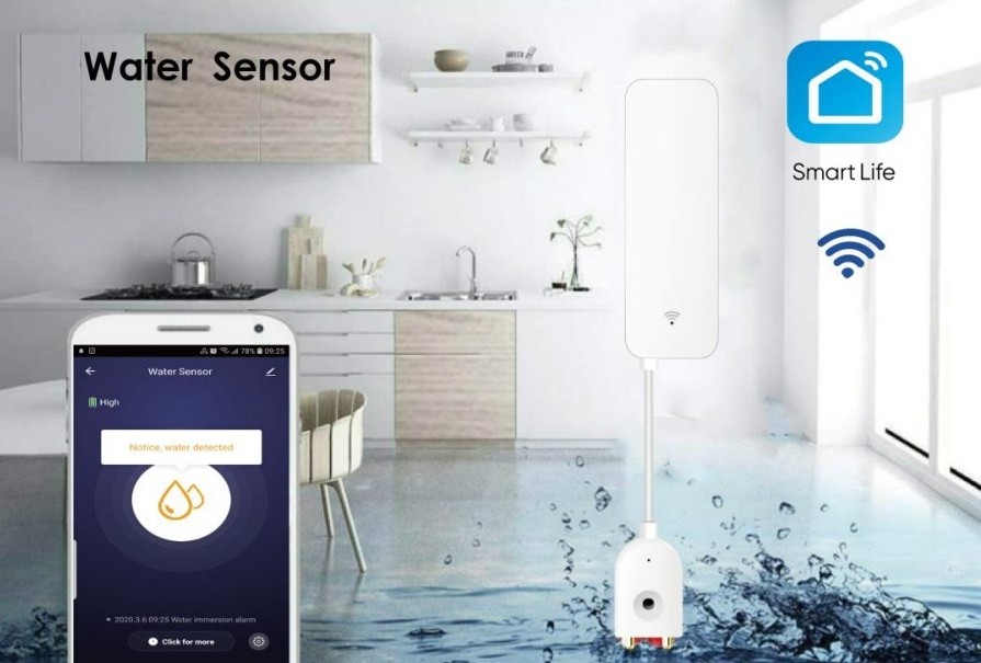 New Arrival W06 Tuya Smart WIFI Water Leak Flow Sensor Home Security Leakage Detector