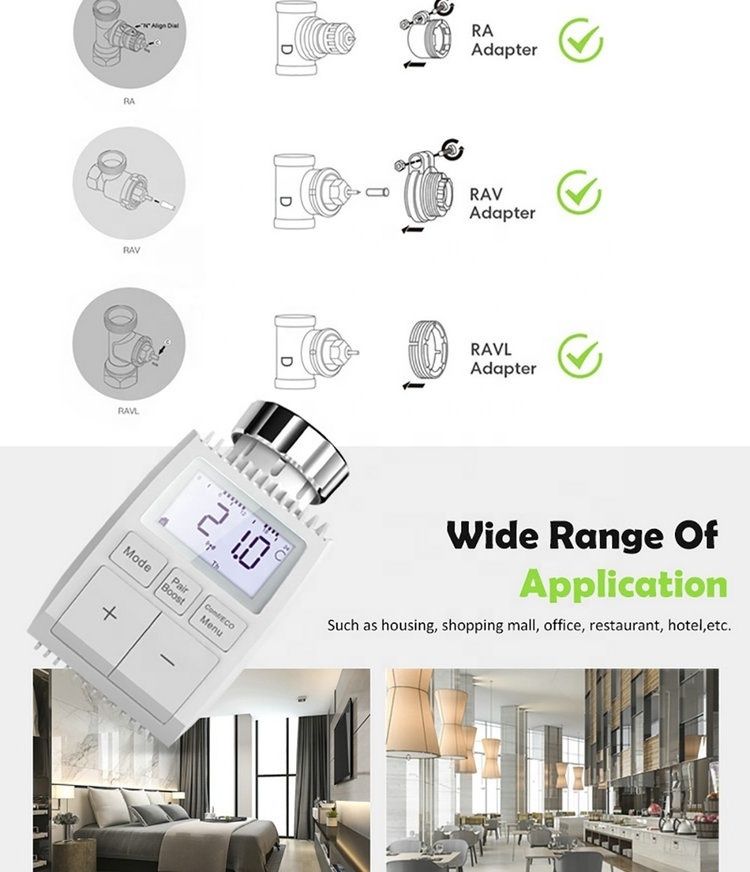 Newest Voice Control TRV Programmable Wireless Intelligent TV01 Heating Water Tuya Smart Zigbee Radiator Valve