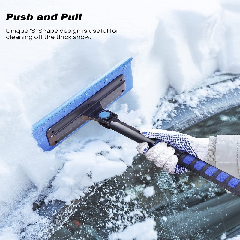 Extendable Snow Broom Brush Foam Handle 270 Degree Rotatable Snow Cleaner Car Snow Shovel Pusher