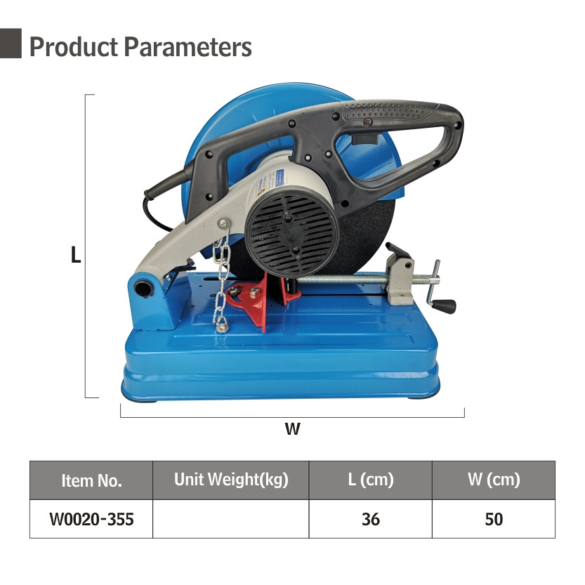 C-Mart Top Quality 2200W 15A 355mm Electric Metal Cut Off Quick-Adjust Vise Clamp Abrasive Wheel Cut off Machine