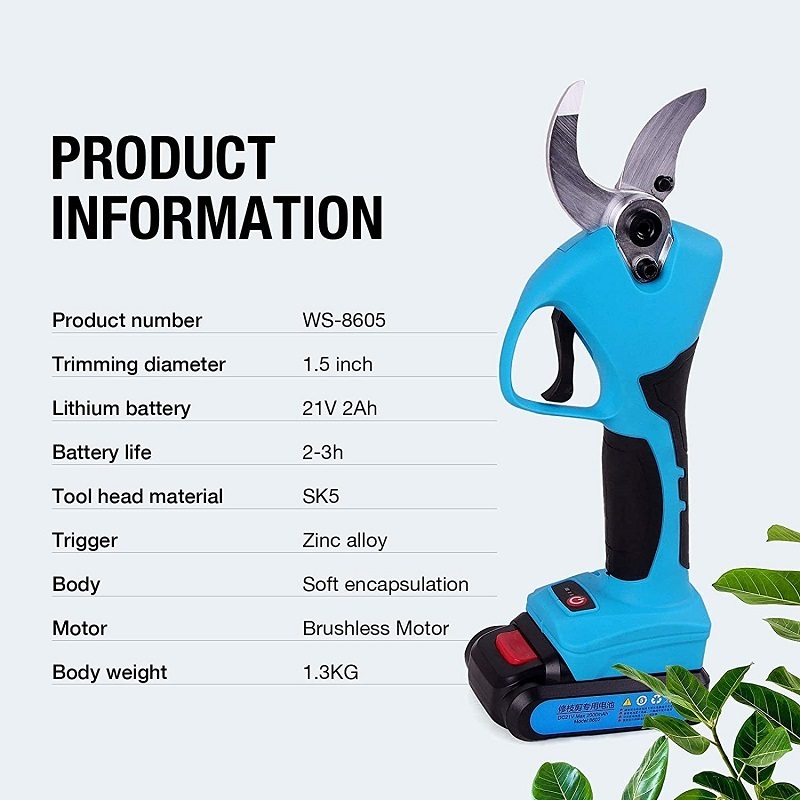 40mm cordless  progressive battery powered scissors  pruning professional electric pruner vineyard pruning shears electric