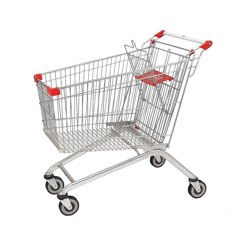 Wholesale Supermarket Retail Store Metal Shopping Cart Shopping Trolley 4 Wheels Grocery Store Rolling Cart