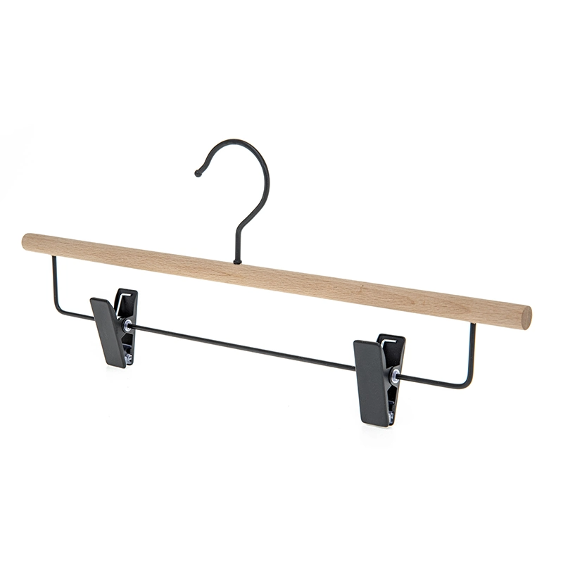 New Hot Sale Wooden Metal Pant Hanger Trouser Hanger Round Rod Skirt Hanger for Hotel and Family