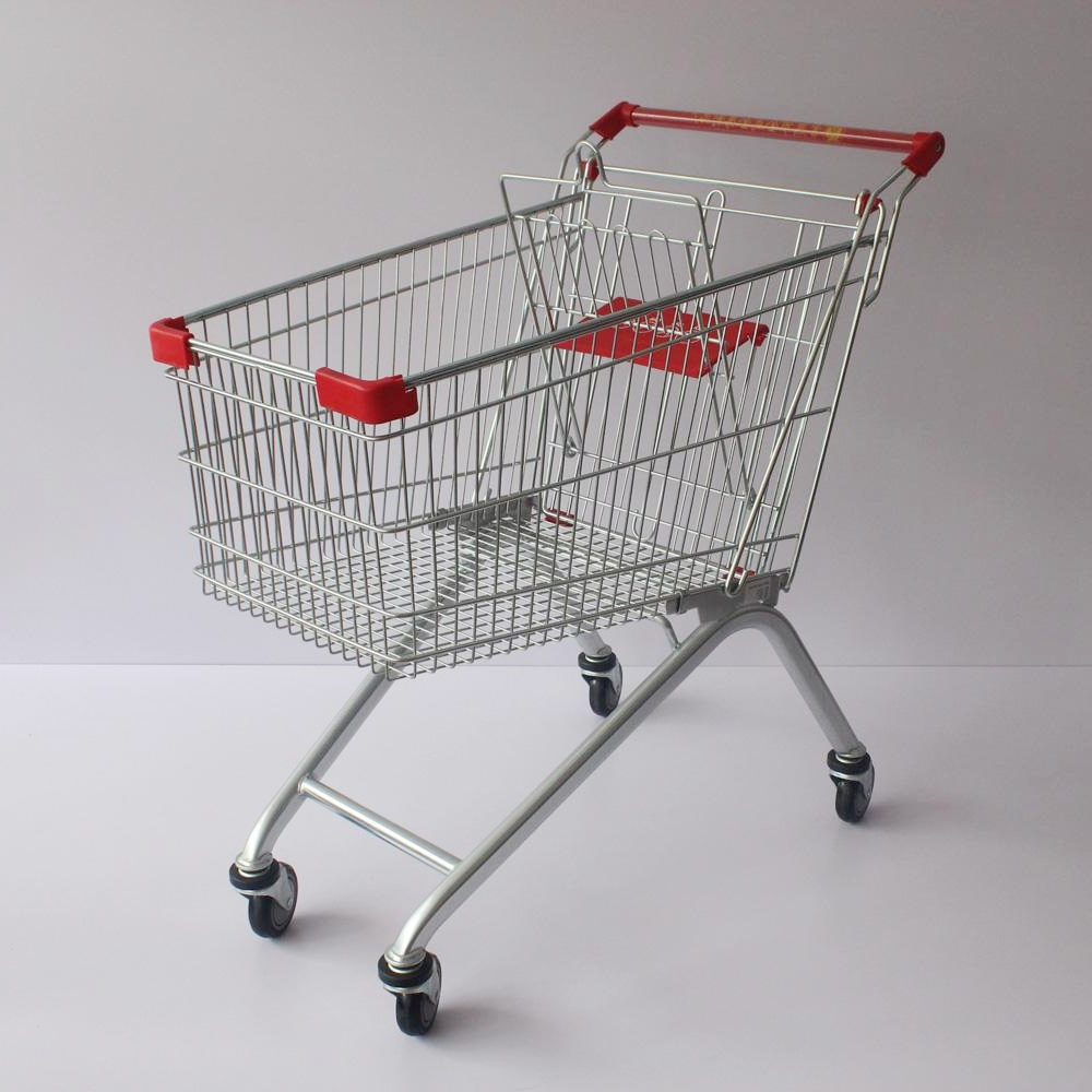 Wholesale Supermarket Retail Store Metal Shopping Cart Shopping Trolley 4 Wheels Grocery Store Rolling Cart