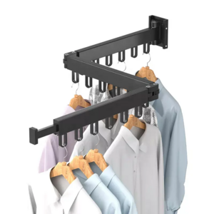 High Quality Aluminium Wall Mounted Telescopic Clothes Drying Rack Balcony Home Space Saving Folding Garment Drying Pole